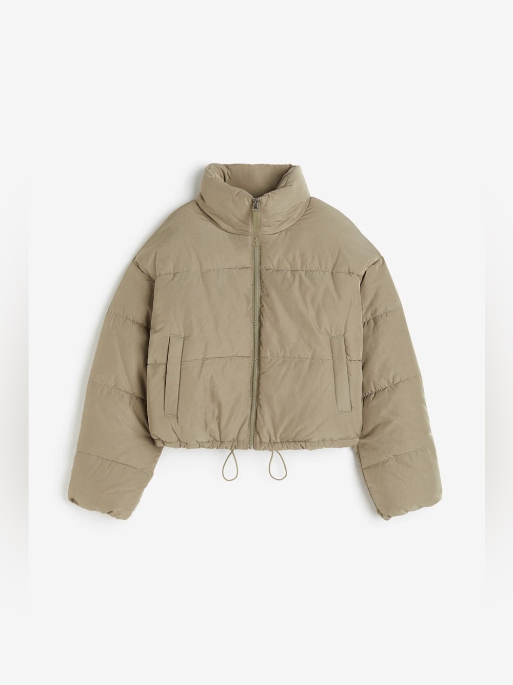 H&M Beige Puffer Jacket - Women's Cropped Winter Coat